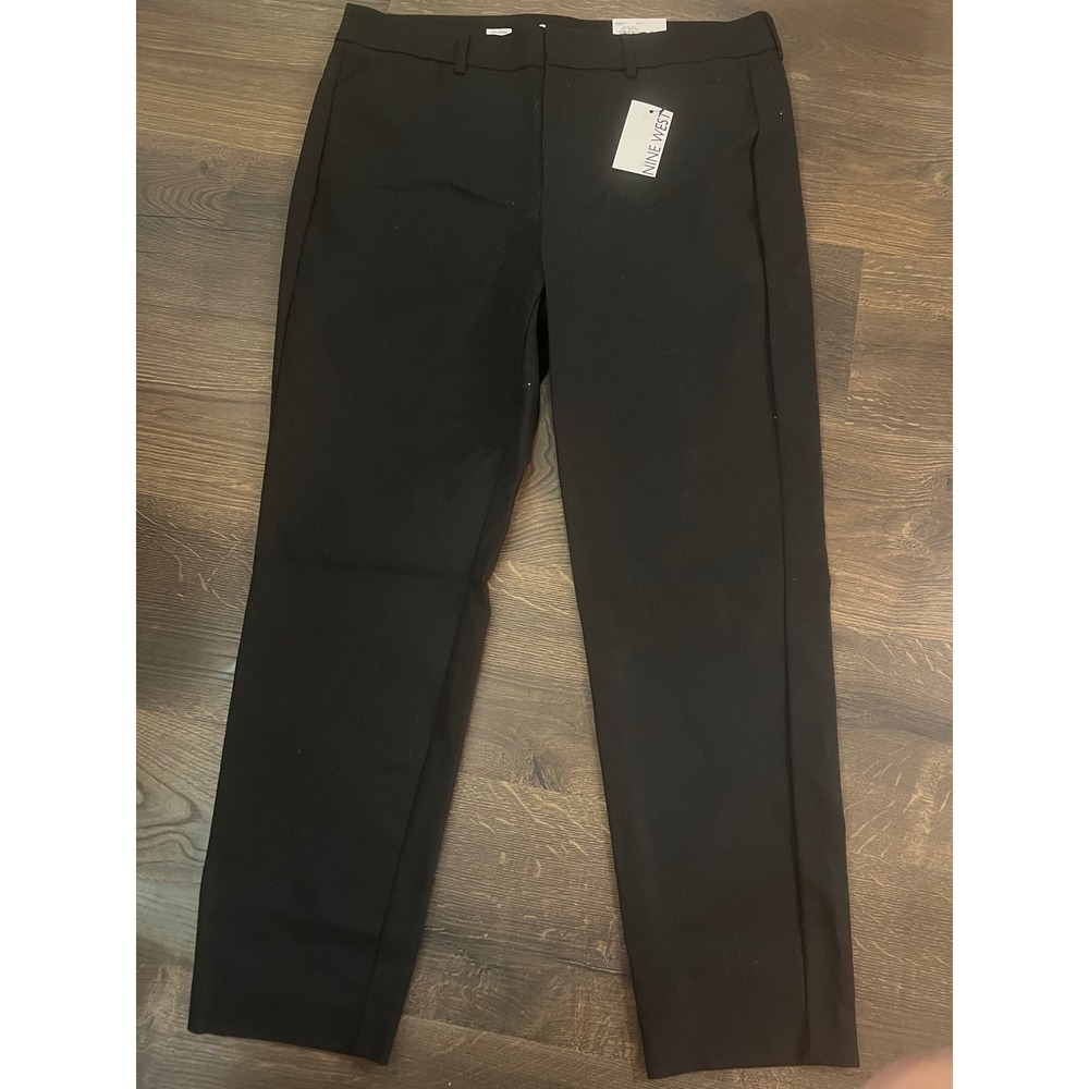 Nine West Womens Slim Ankle High Rise Tapered Dress Pants Black Size 16 NWT